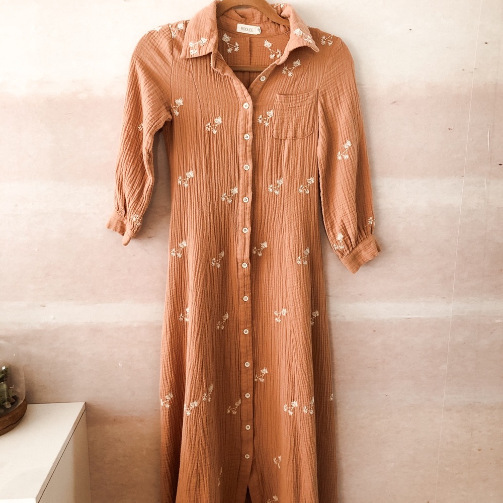 Muslin embroidered maxi dress